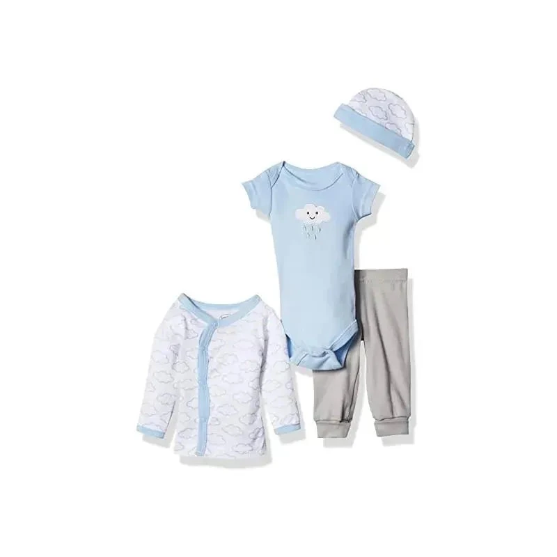 Luvable Friends - 4Pk Baby Boy Cotton Preemie Layette Set 3 Luvable Friends - 4Pk Baby Boy Cotton Preemie Layette Set