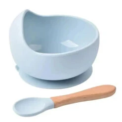 Macrobaby - 2Pk Baby Bowls With Suction Set With Spoon, Blue