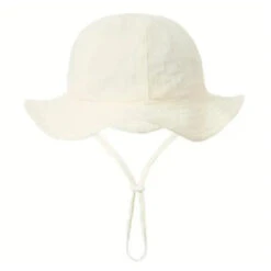 Macrobaby - Protective & Stylish Baby Bucket Hat, Creamy White