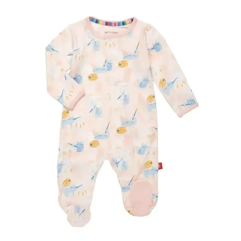 Magnetic Me - Arts & Cats Magnetic Baby Organic Footie 3 Magnetic Me - Arts & Cats Magnetic Baby Organic Footie
