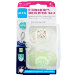 Mam 2-Pack 6+ Months Perfect Night Pacifier - Yellow/Green -Macro Baby Store mam 2 pack 6 months perfect night pacifier yellowgreen macrobaby 2