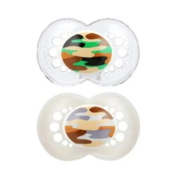 Mam 2-Pack Orthodontic Camo Silicone Pacifier 16+ Months - Colors May Vary