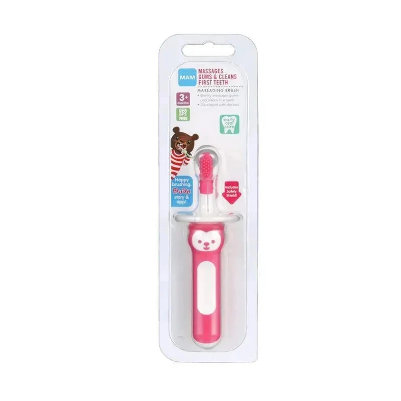 MAM 3+ Months Massaging Baby Toothbrush, Gum Cleaner And Massager - Pink 4 MAM 3+ Months Massaging Baby Toothbrush, Gum Cleaner And Massager - Pink - Image 2
