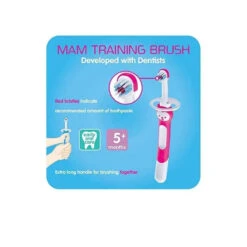 MAM Training Toothbrush 5+M - Pink 10 MAM Training Toothbrush 5+M - Pink -Macro Baby Store mam training toothbrush 5 m pink macrobaby 3