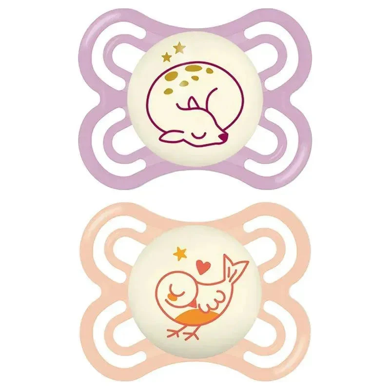 MAM's 2-Pack 0-6 Months Perfect Night Pacifiers - Pink/Purple 3 MAM's 2-Pack 0-6 Months Perfect Night Pacifiers - Pink/Purple