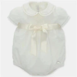 Martin Aranda - Baby Short Romper Woven Plumeti Nuage, Ivory