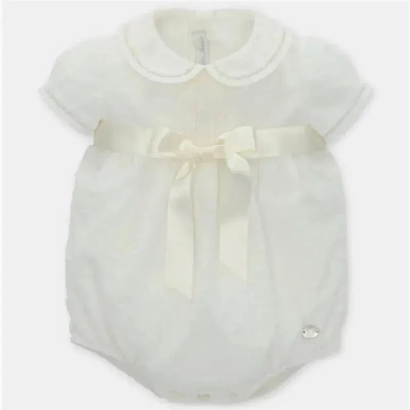 Martin Aranda - Baby Short Romper Woven Plumeti Nuage, Ivory 3 Martin Aranda - Baby Short Romper Woven Plumeti Nuage, Ivory