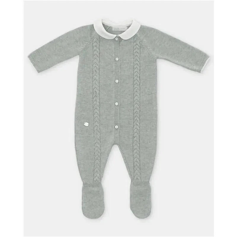Martin Aranda - Long Sleeve Romper With Feet All Knitwear Porcelana, Blue Grey 4 Martin Aranda - Long Sleeve Romper With Feet All Knitwear Porcelana, Blue Grey - Image 2