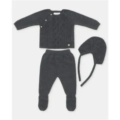 Martin Aranda - Take Me Home Set Sweater, Leggings & Bonnet Moutard, Blue Grey