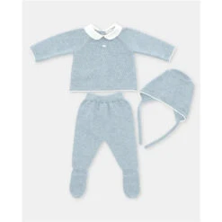 Martin Aranda - Take Me Home Set Sweater, Leggings & Bonnet Neck Ciel, Blue Grey