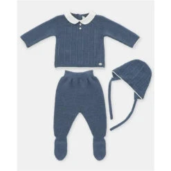 Martin Aranda - Take Me Home Set Sweater, Leggings & Bonnet Neck Garden, Light Blue