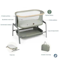Maxi-Cosi - Iora Bedside Bassinet, Classic Green -Macro Baby Store maxi cosi iora bedside bassinet classic green image 3