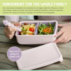 Melii - 100% Silicone Bento Box With Removable Dividers, 2 Compartments, Pink Purple -Macro Baby Store melii 100 silicone bento box with removable dividers 2 compartments pink purple image 5
