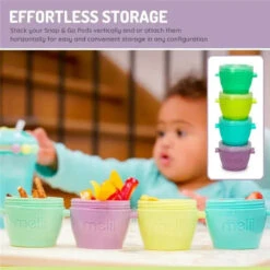 Melii - 4Pk Snap & Go Baby Food Storage Containers With Lids, 4 Oz 14 Melii - 4Pk Snap & Go Baby Food Storage Containers With Lids, 4 Oz -Macro Baby Store melii 4pk snap go baby food storage containers with lids 4 oz image 6