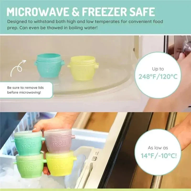 Melii - 4Pk Snap & Go Baby Food Storage Containers With Lids, Multicolour, 4 Oz 7 Melii - 4Pk Snap & Go Baby Food Storage Containers With Lids, Multicolour, 4 Oz - Image 5