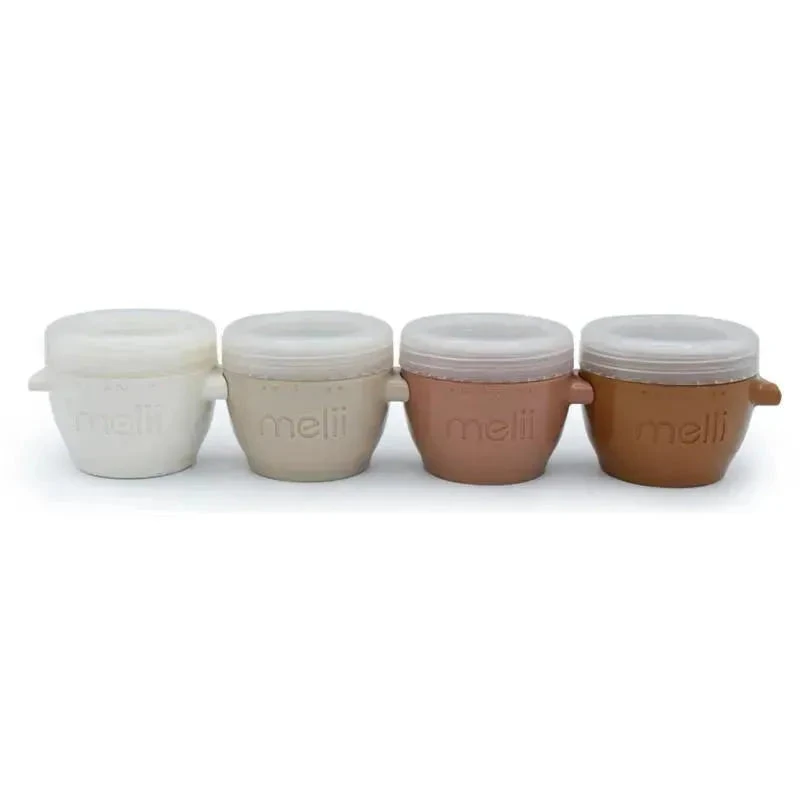 Melii - 4Pk Snap & Go Baby Food Storage Containers With Lids, Neutrals, 4 Oz 3 Melii - 4Pk Snap & Go Baby Food Storage Containers With Lids, Neutrals, 4 Oz