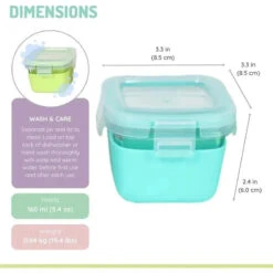 Melii - Glass Food Storage Containers With Silicone Sleeve, 5.4oz, Mint, Blue, Lime -Macro Baby Store melii glass food storage containers with silicone sleeve 5 4oz mint blue lime image 3