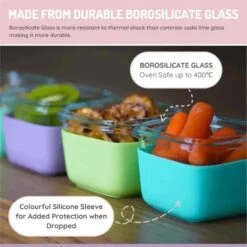 Melii - Glass Food Storage Containers With Silicone Sleeve, 5.4oz, Mint, Blue, Lime -Macro Baby Store melii glass food storage containers with silicone sleeve 5 4oz mint blue lime image 5