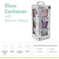 Melii - Glass Food Storage Containers With Silicone Sleeve, 5.4oz, Pink, Purple, Grey -Macro Baby Store melii glass food storage containers with silicone sleeve 5 4oz pink purple grey image 4