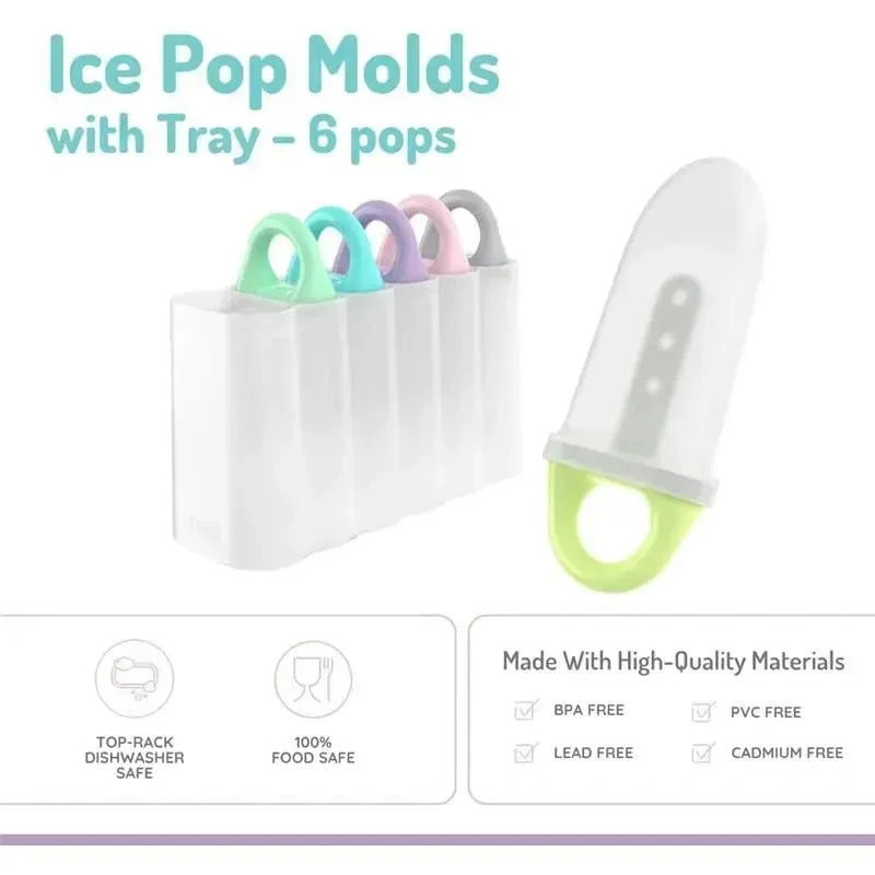 Melii - Ice Pop Molds With Tray, 6 Make-Your-Own Popsicle Molds 4 Melii - Ice Pop Molds With Tray, 6 Make-Your-Own Popsicle Molds - Image 2