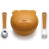Melii - Silicone Bear Bowl With Lid & Utensils -Macro Baby Store melii silicone bear bowl with lid utensils image 1