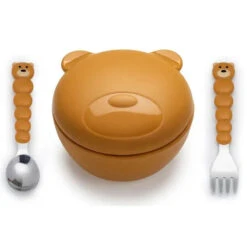 Melii - Silicone Bear Bowl With Lid & Utensils