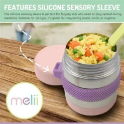 Melii - Stainless Steel Food Jar, 10.1oz, Double Walled, Vacuum Insulated, Pink, Purple, Grey -Macro Baby Store melii stainless steel food jar 10 1oz double walled vacuum insulated pink purple grey image 5