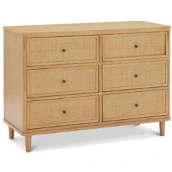 Million Dollar Baby - Namesake Marin With Cane 6 Drawer Assembled Dresser, Honey | Honey Cane