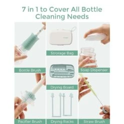 Momcozy - 7-in-1 Baby Bottle Brush Set With Silicone Brush -Macro Baby Store momcozy 7 in 1 baby bottle brush set with silicone brush image 5