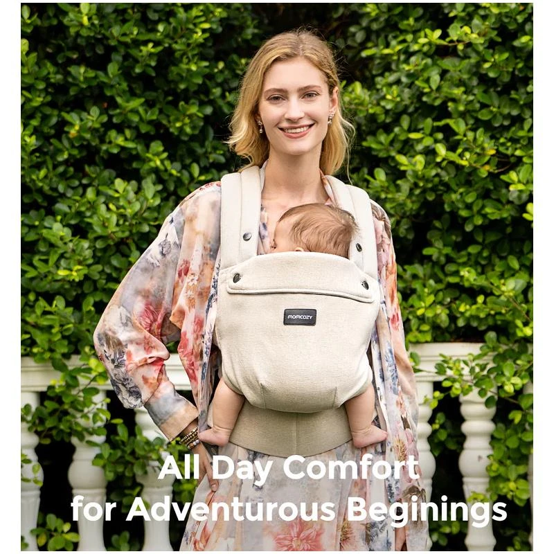 Momcozy - Baby Carrier With Natural Cotton Linen, Light Amber 6 Momcozy - Baby Carrier With Natural Cotton Linen, Light Amber - Image 4