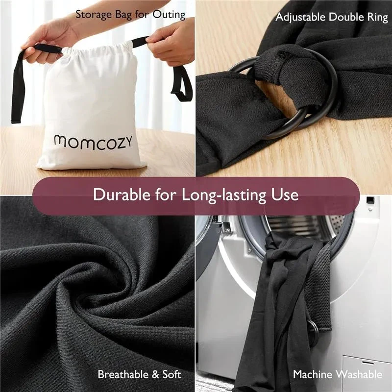 Momcozy - Baby Wrap Carrier, Black 4 Momcozy - Baby Wrap Carrier, Black - Image 2