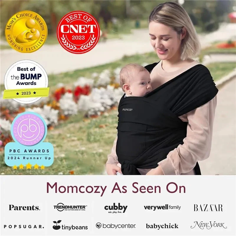 Momcozy - Baby Wrap Carrier, Black 6 Momcozy - Baby Wrap Carrier, Black - Image 4
