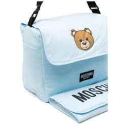 Moschino Baby - Diaper Bag With Changing Bear Logo Print, Light Blue -Macro Baby Store moschino baby diaper bag with changing bear logo print light blue image 4