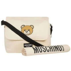 Moschino Baby - Diaper Bag With Changing Mt Bear Logo Print, Beige