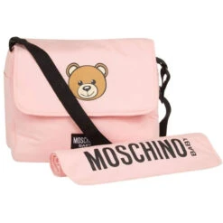 Moschino Baby - Diaper Bag With Changing Mt Bear Logo Print, Pink