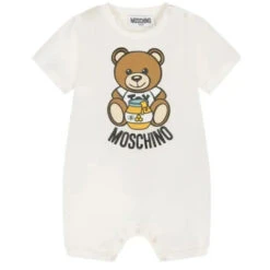 Moschino Baby - Onesie With Bear Honey Pot Onsie Graphic Print, Cloud
