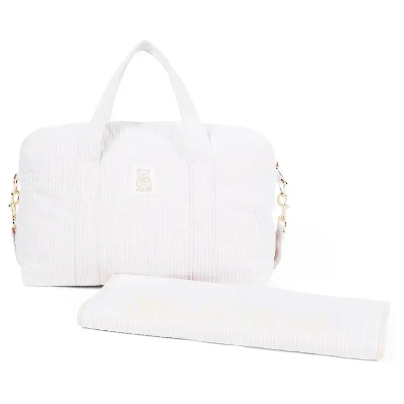 Moschino Baby - Striped Diaper Bag With Bear Patch Changing Mat Beige 5 Moschino Baby - Striped Diaper Bag With Bear Patch Changing Mat Beige - Image 3