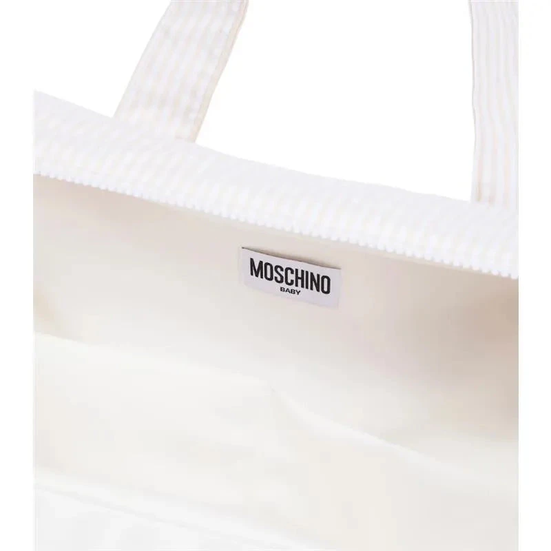 Moschino Baby - Striped Diaper Bag With Bear Patch Changing Mat Beige 6 Moschino Baby - Striped Diaper Bag With Bear Patch Changing Mat Beige - Image 4