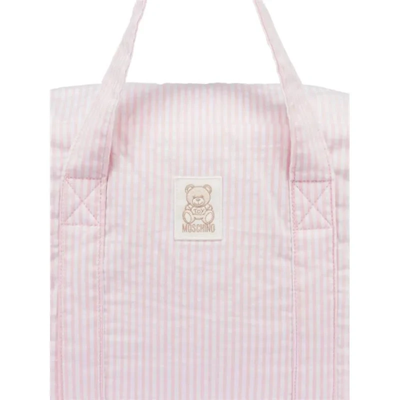 Moschino Baby - Striped Diaper Bag With Bear Patch Changing Mat Light Pink 4 Moschino Baby - Striped Diaper Bag With Bear Patch Changing Mat Light Pink - Image 2
