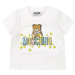 Moschino Baby - T-Shirt With Bear On Stars Graphic Print, Optic Whte
