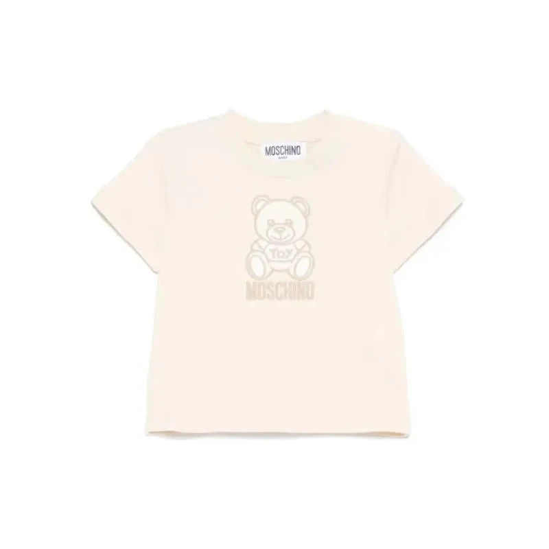Moschino Baby - Unisex Short Sleeve Toned Tee With Bear Print, Beige 3 Moschino Baby - Unisex Short Sleeve Toned Tee With Bear Print, Beige