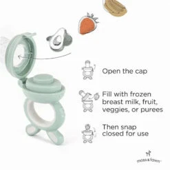 Moss & Fawn - Forage Feeder, Soothing Silicone Frozen Baby Food Teething Toy, Fern -Macro Baby Store moss fawn forage feeder soothing silicone frozen baby food teething toy fern image 5