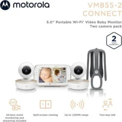 Motorola - 2 Cameras Wifi Baby Monitor With Crib Mount -Macro Baby Store motorola baby monitor vm855 2 indoor 2 camera video image 3