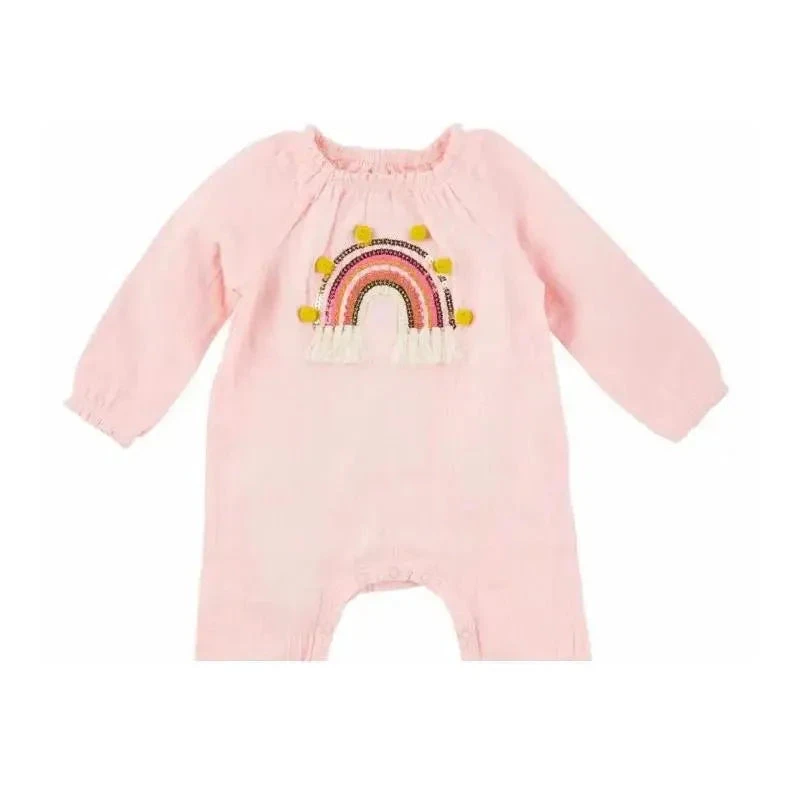 Mud Pie - Baby Girl Applique Bodysuit, Rainbow 3 Mud Pie - Baby Girl Applique Bodysuit, Rainbow