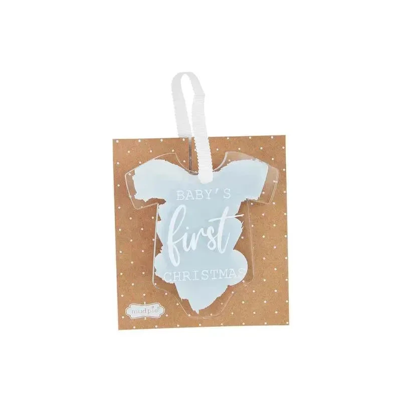 Mud Pie- Blue Baby's First Christmas Ornament 3 Mud Pie- Blue Baby's First Christmas Ornament