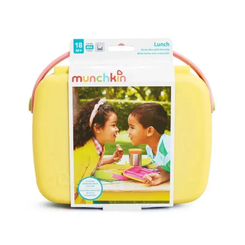 Munchkin - Lunch Bento Box With Stainless Steel Utensils (Yellow & Pink) 9 Munchkin - Lunch Bento Box With Stainless Steel Utensils (Yellow & Pink) - Image 7