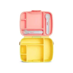 Munchkin - Lunch Bento Box With Stainless Steel Utensils (Yellow & Pink) 11 Munchkin - Lunch Bento Box With Stainless Steel Utensils (Yellow & Pink) -Macro Baby Store munchkin lunch bento box with stainless steel utensils yellow pink image 5