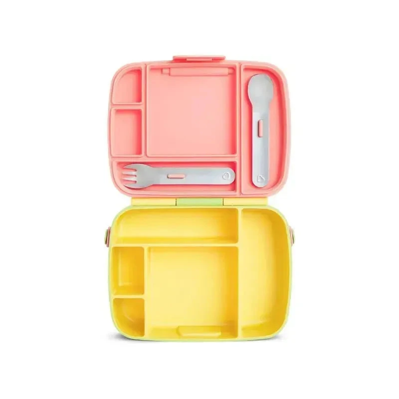 Munchkin - Lunch Bento Box With Stainless Steel Utensils (Yellow & Pink) 5 Munchkin - Lunch Bento Box With Stainless Steel Utensils (Yellow & Pink) - Image 3