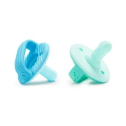 Munchkin Sili-Soothe & Teethe Silicone Pacifier + Teether - 2Pk, Blue/Green