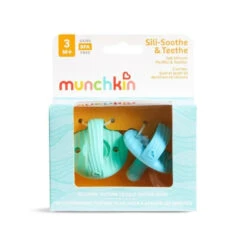 Munchkin Sili-Soothe & Teethe Silicone Pacifier + Teether - 2Pk, Blue/Green -Macro Baby Store munchkin sili soothe teethe silicone pacifier teether 2pk blue green image 9